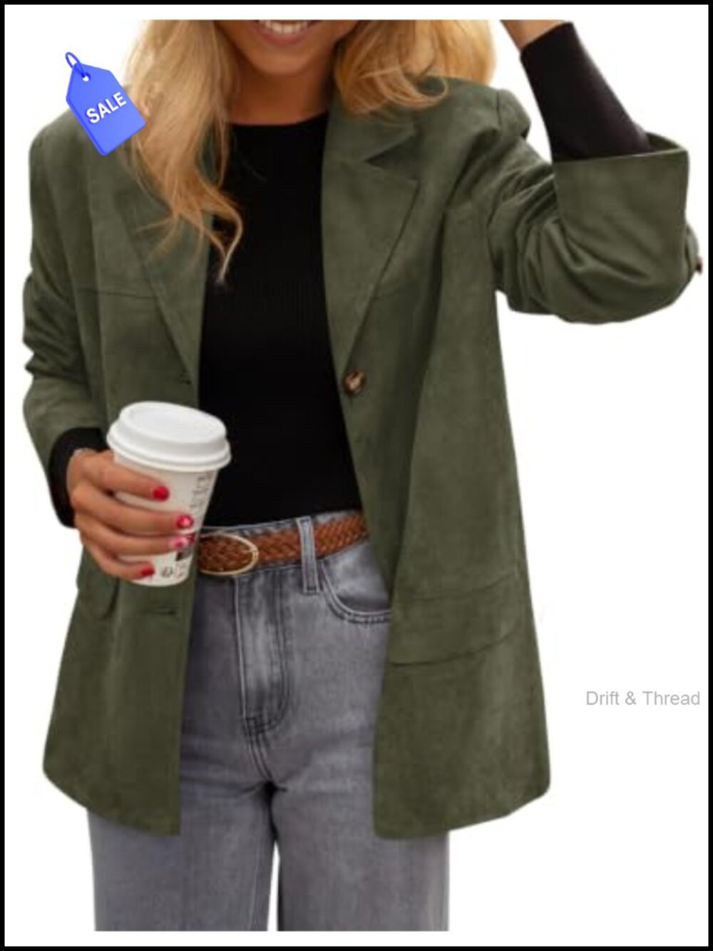 Faux Suede Blazer Long Sleeve Button Down Lapel Collar Pocket Business Casual